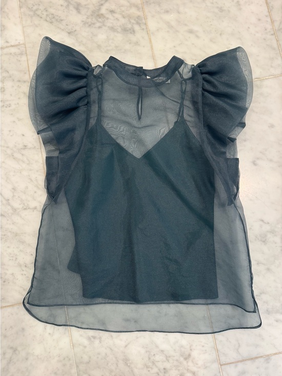 Tops - Simkhai Corina Organza Ruffle Top Green XS